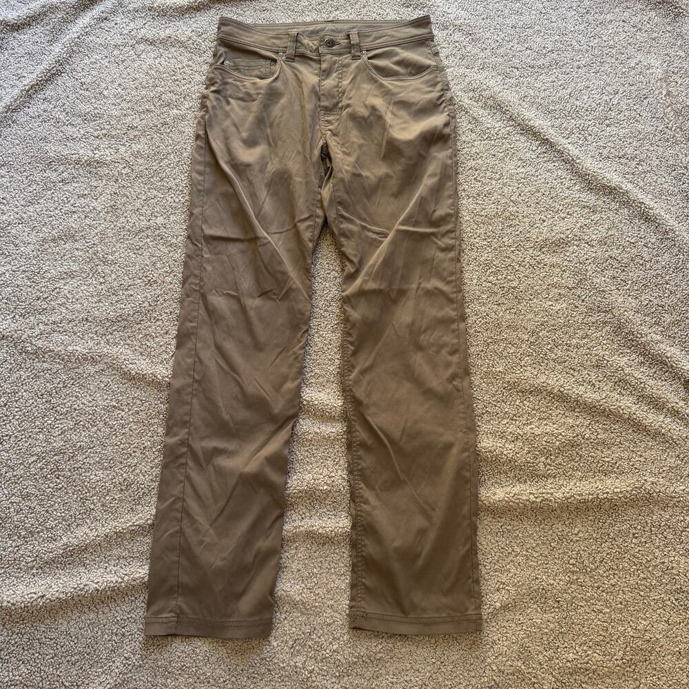 Prana Pants Mens 30Wx32L Brown Slim Hiking Outdoor Camping Nylon Stretch